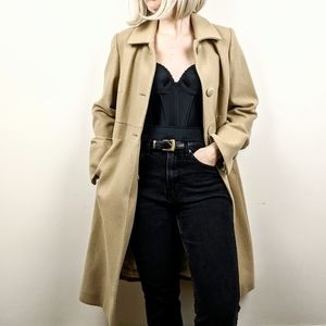 J CREW Camel Wool Retro Midi Length Coat